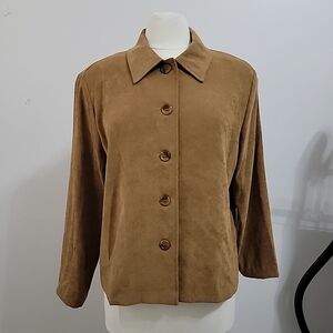 90s/Y2K Briggs New York Womens Brown Faux Suede Vintage Lightweight Jacket Sz L